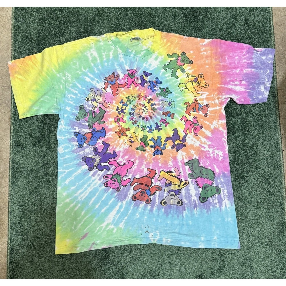 Vintage 1989 Liquid Blue Grateful Dead Dancing Bears Spiral T-Shirt Size XL